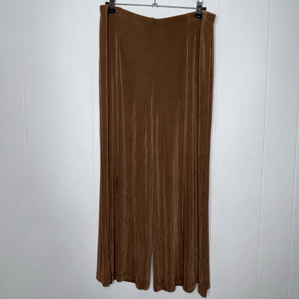 Coldwater Creek Women’s Slinky Knit Crop Wide Leg Pants Brown Size Large